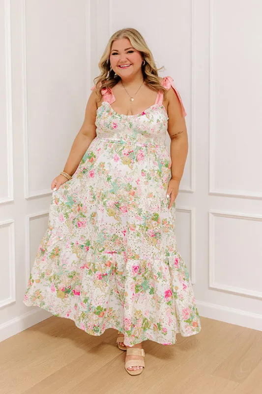 Garden Grace Floral Eyelet Maxi Dress Curves sold by Impressions