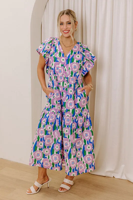 Tulip Picking Floral Midi Dress sold by Impressions