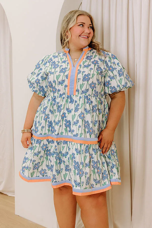 Fresh Horizon Floral Mini Dress in Airy Blue Curves sold by Impressions