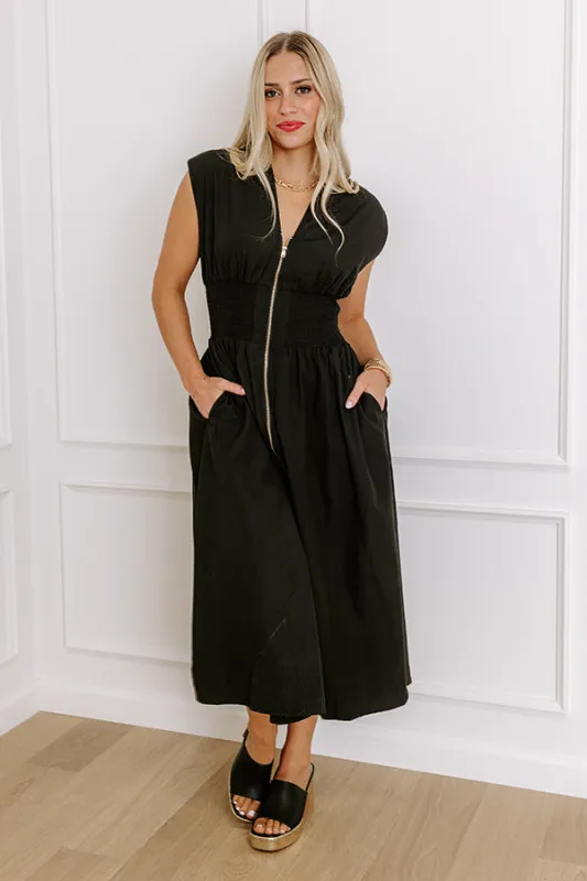 Chic Ensemble Midi Dress in Black made by entro