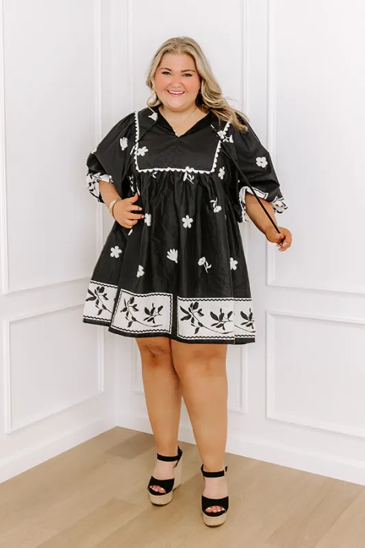 Picture Perfect Floral Mini Dress in Black Curves sold by Impressions