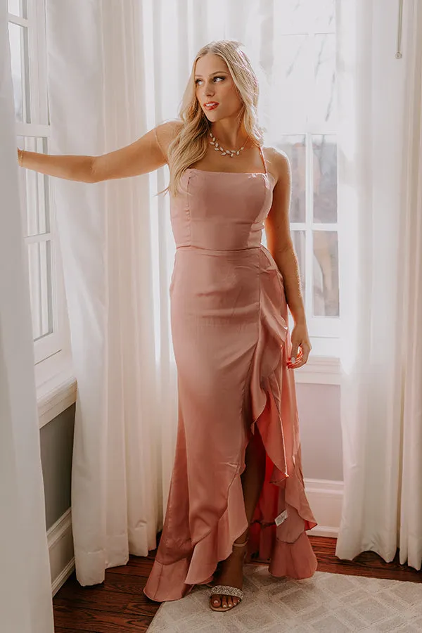 Whirlwind Romance Satin Maxi Dress in Blush sold by Impressions product image thumbnail 4