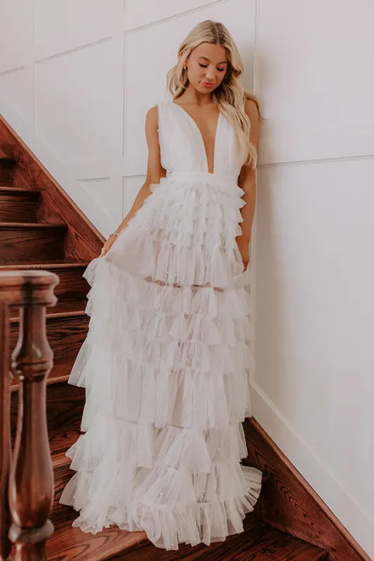 Falling For You Pearl Embellished Maxi Dress sold by Impressions