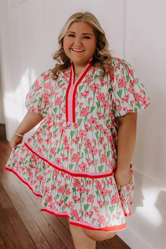 Fresh Horizon Floral Mini Dress in Pink Curves sold by Impressions