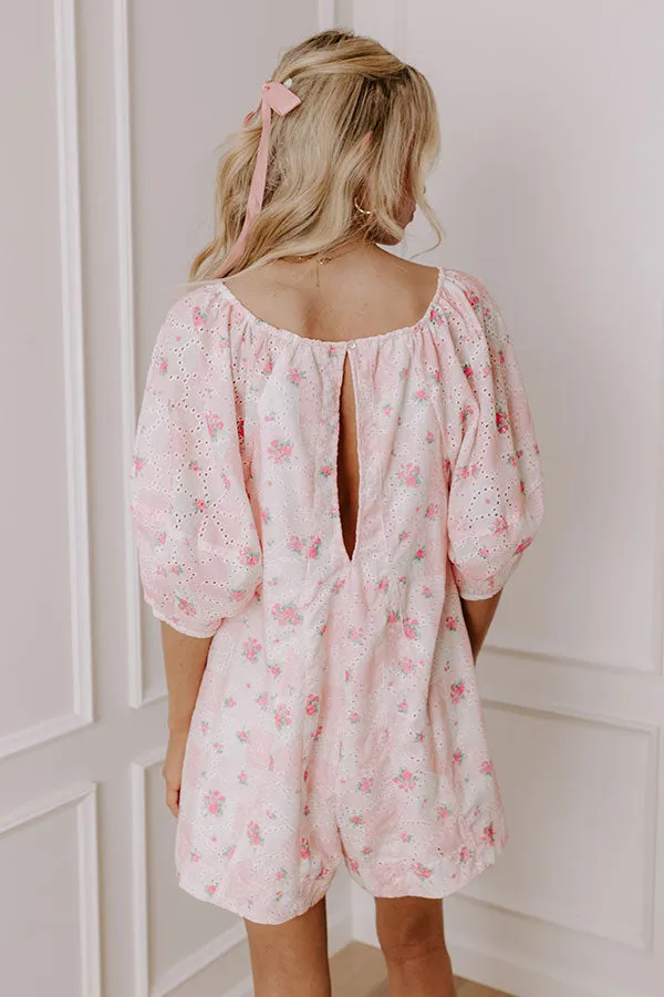 Sweetest Smile Eyelet Floral Romper in Pink sold by Impressions product image thumbnail 4