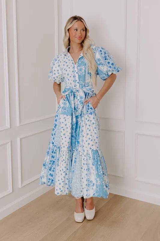 Love-Struck Floral Midi Dress in Sky Blue sold by Impressions
