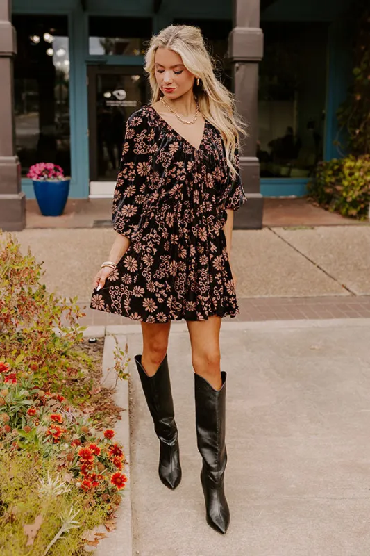 Paris Nights Floral Velvet Mini Dress sold by Impressions