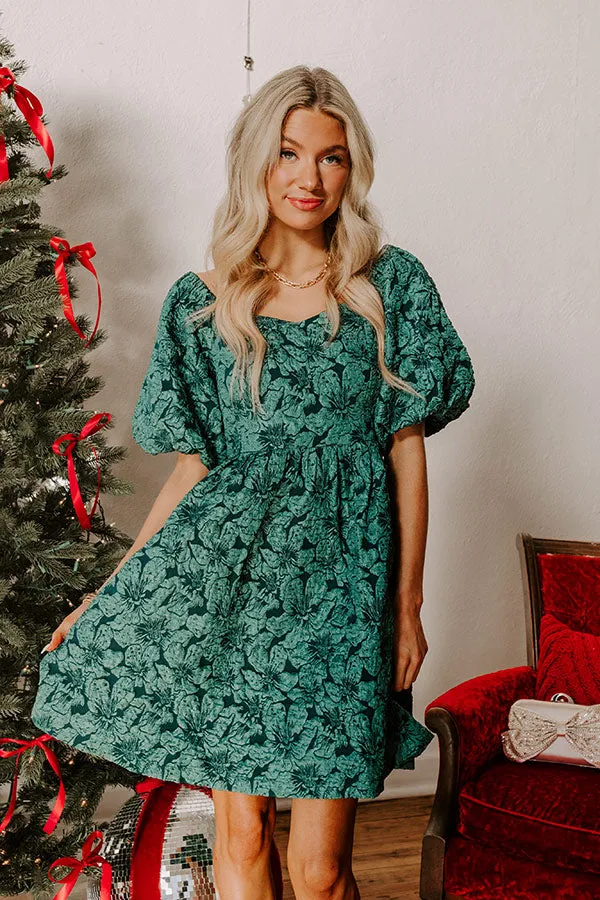 Holiday Happiness Jacquard Mini Dress in Hunter Green sold by Impressions product image thumbnail 3
