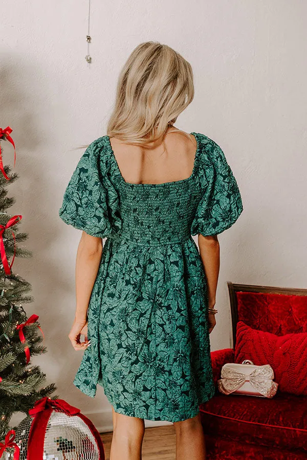 Holiday Happiness Jacquard Mini Dress in Hunter Green sold by Impressions product image thumbnail 4