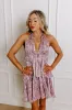Convo Over Cocktails Tiered Mini Dress in Vineyard Grape sold by Impressions