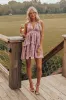 Convo Over Cocktails Tiered Mini Dress in Vineyard Grape sold by Impressions