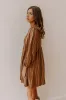 Vermont Stroll Stripe Mini Dress in Mocha sold by Impressions