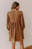Vermont Stroll Stripe Mini Dress in Mocha sold by Impressions