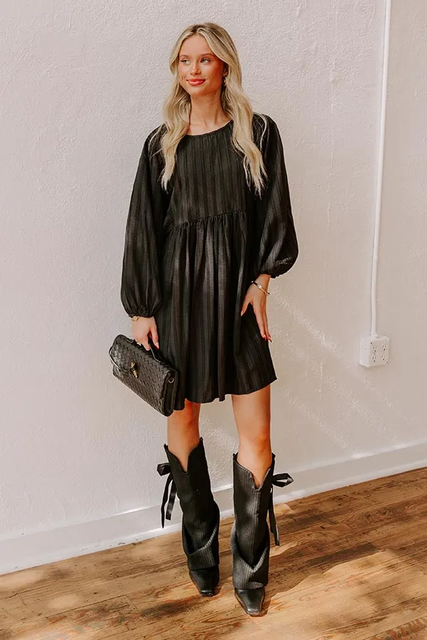 Vermont Stroll Stripe Mini Dress in Black sold by Impressions