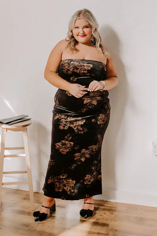 Charmed Moments Velvet Floral Maxi Dress Curves sold by Impressions