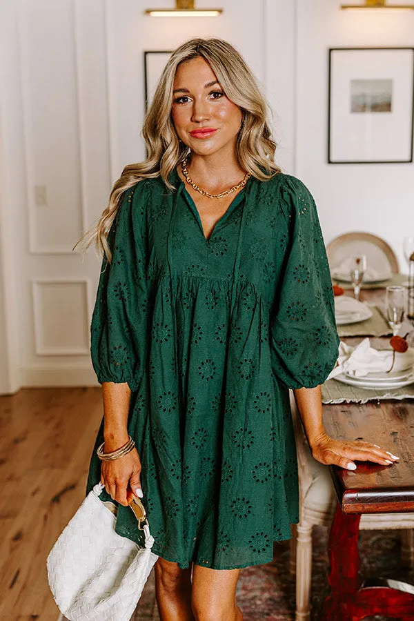 Totally Chic Eyelet Mini Dress in Hunter Green sold by Impressions product image thumbnail 4