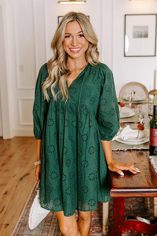 Totally Chic Eyelet Mini Dress in Hunter Green sold by Impressions product image thumbnail 2
