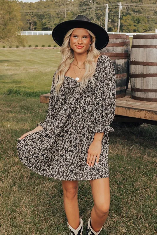 Small Town Cutie Floral Mini Dress in Black sold by Impressions