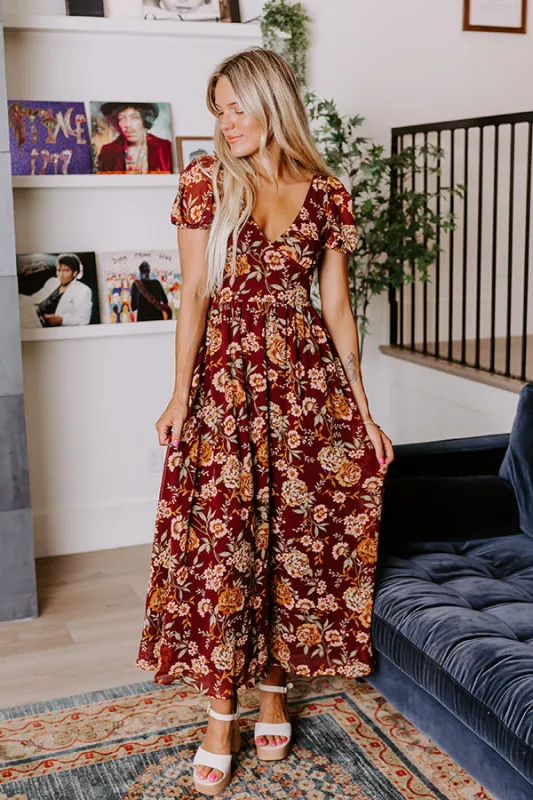 Wine For Two Floral Maxi Dress sold by Impressions