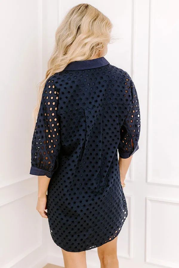 Feeling Posh Eyelet Mini Dress in Navy sold by Impressions product image thumbnail 4