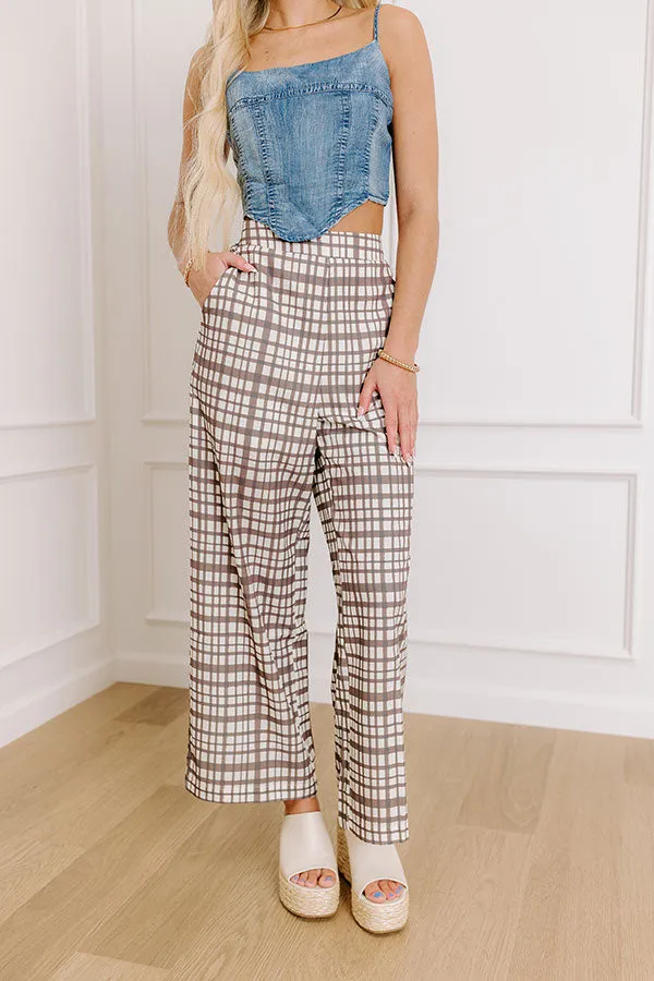 The Madison High Waist Plaid Pants in Mocha sold by Impressions product image thumbnail 2