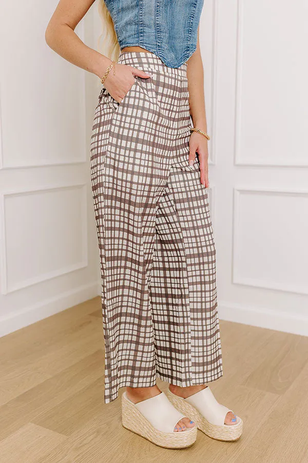 The Madison High Waist Plaid Pants in Mocha sold by Impressions product image thumbnail 3