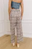 The Madison High Waist Plaid Pants in Mocha sold by Impressions