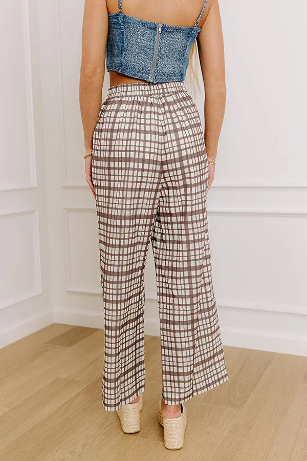 The Madison High Waist Plaid Pants in Mocha sold by Impressions product image thumbnail 4