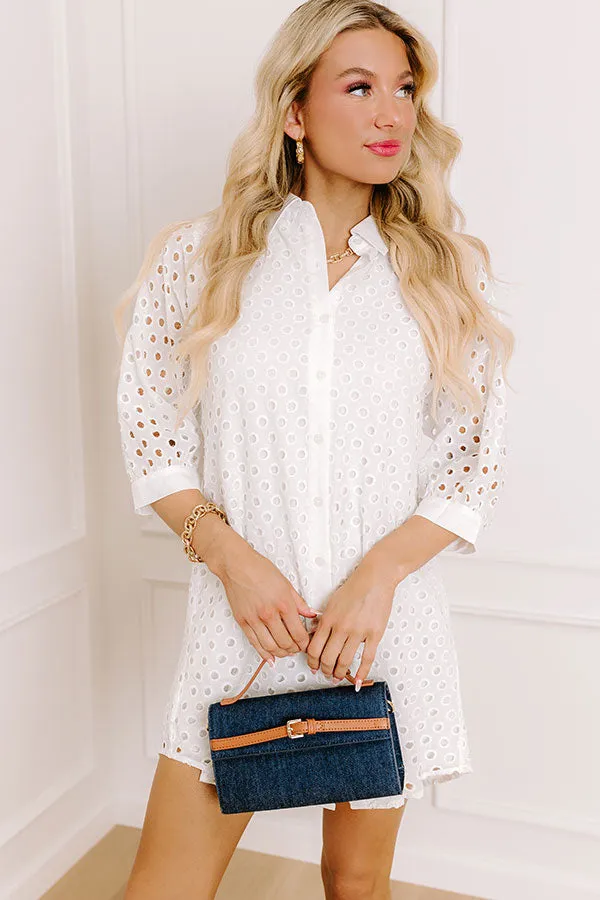 Feeling Posh Eyelet Mini Dress in White sold by Impressions