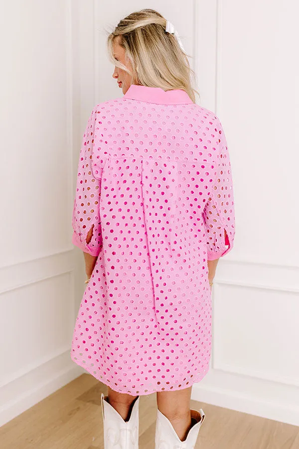 Feeling Posh Eyelet Mini Dress in Bubblegum Pink sold by Impressions product image thumbnail 4