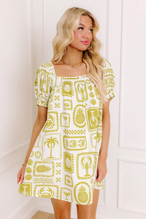 On Tropic Time Mini Dress in Lime Punch sold by Impressions