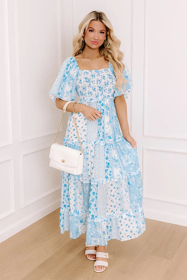 Floral Galore Smocked Maxi Dress in Sky Blue sold by Impressions product image thumbnail 3