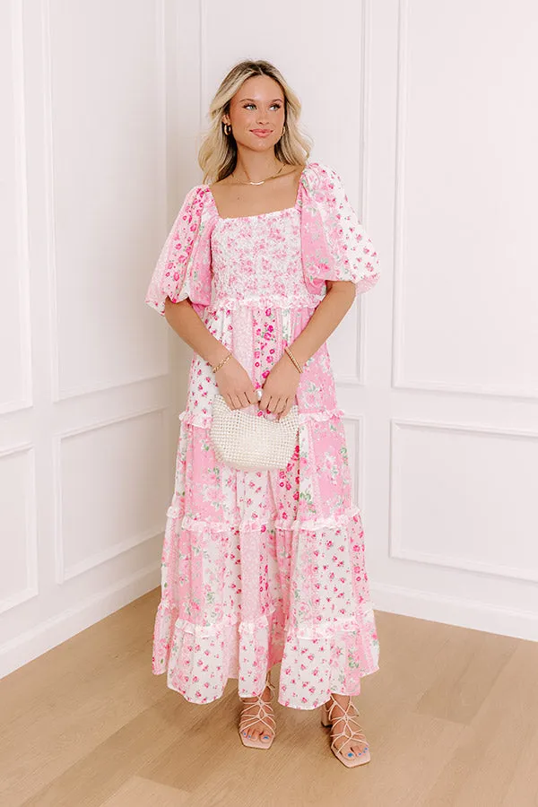 Floral Galore Smocked Maxi Dress in Pink sold by Impressions product image thumbnail 3