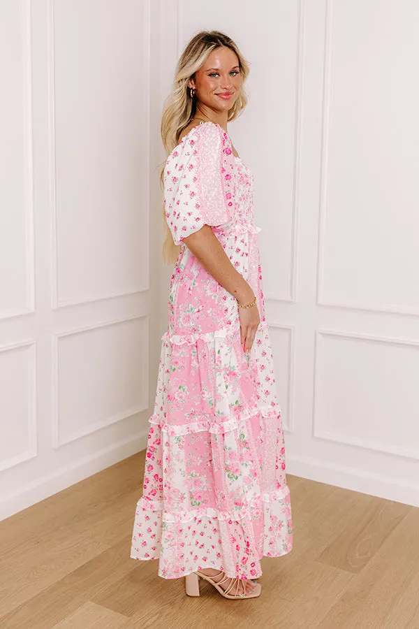 Floral Galore Smocked Maxi Dress in Pink sold by Impressions product image thumbnail 4