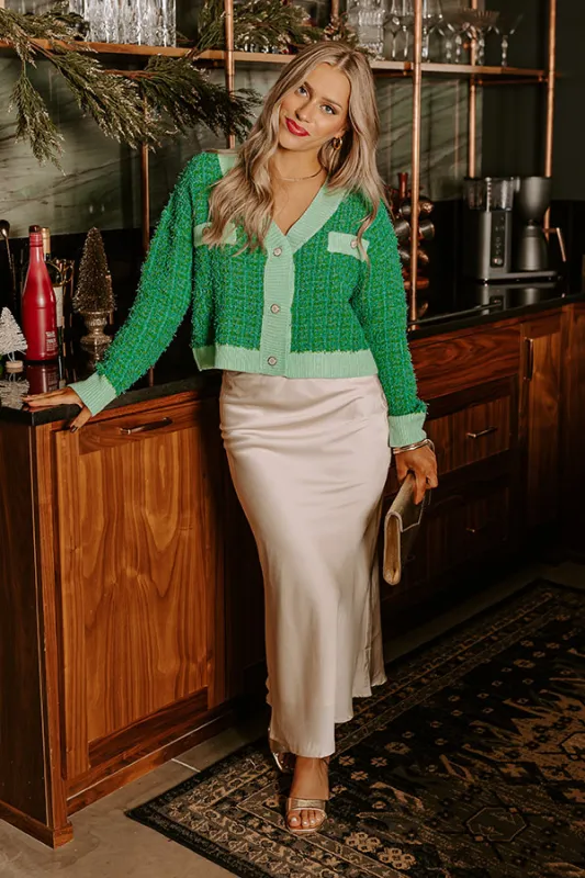 Cappuccino Sippin Tweed Knit Sweater in Green sold by Impressions