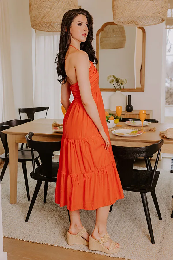 Coastal Views Halter Midi Dress in Tangerine sold by Impressions product image thumbnail 3