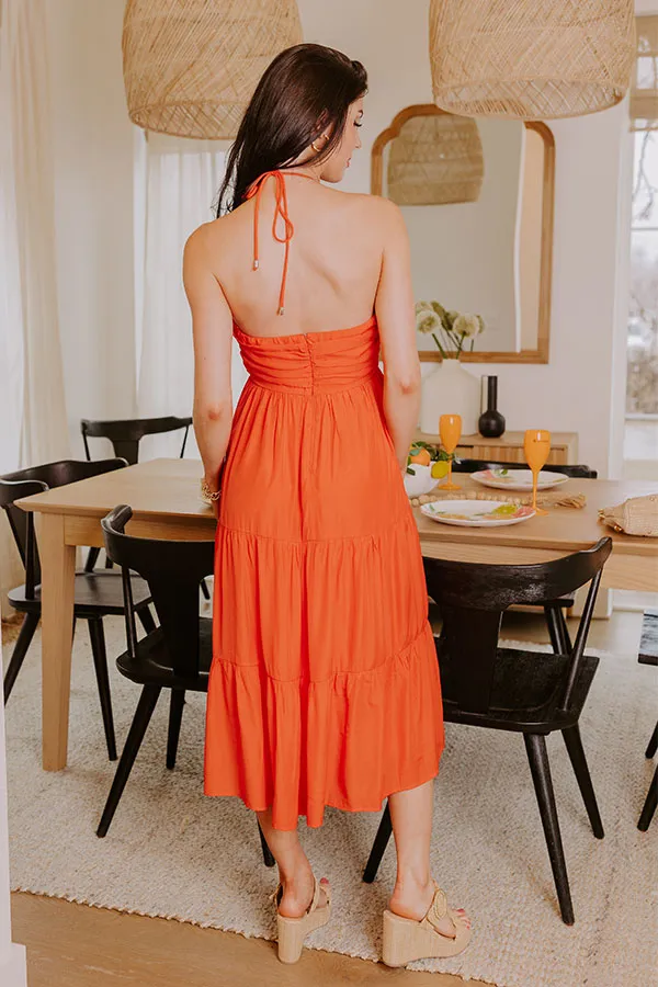 Coastal Views Halter Midi Dress in Tangerine sold by Impressions product image thumbnail 4