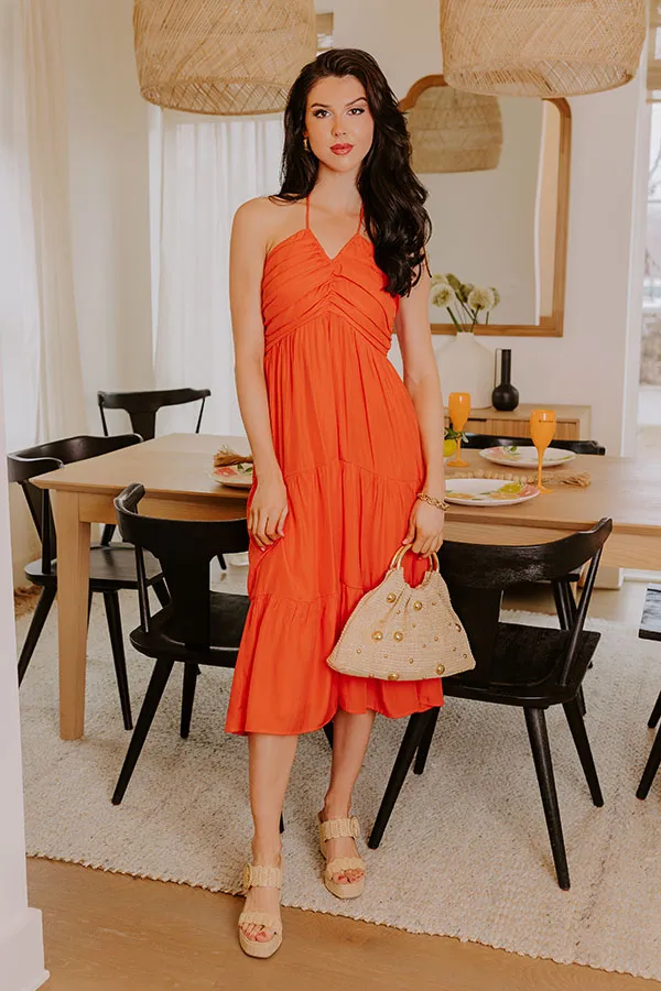Coastal Views Halter Midi Dress in Tangerine sold by Impressions