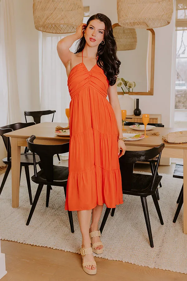 Coastal Views Halter Midi Dress in Tangerine sold by Impressions product image thumbnail 5