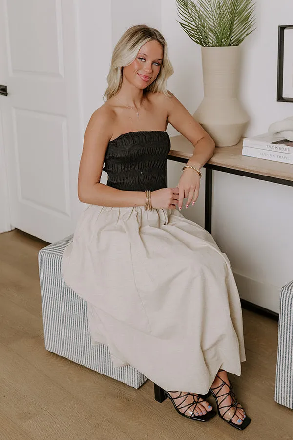 Coastal Cove Linen Midi Dress in Black sold by Impressions product image thumbnail 4