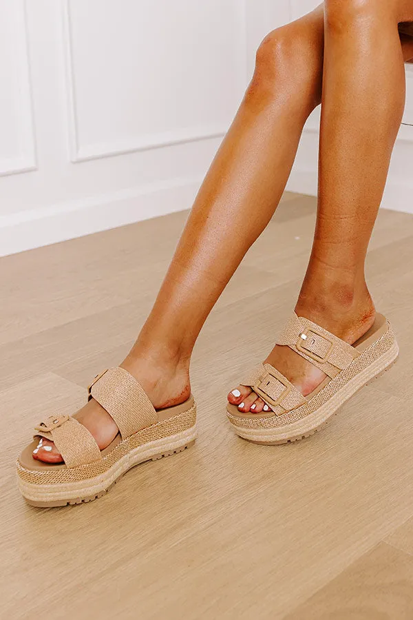 The Ariana Raffia Woven Sandal in Natural sold by Impressions