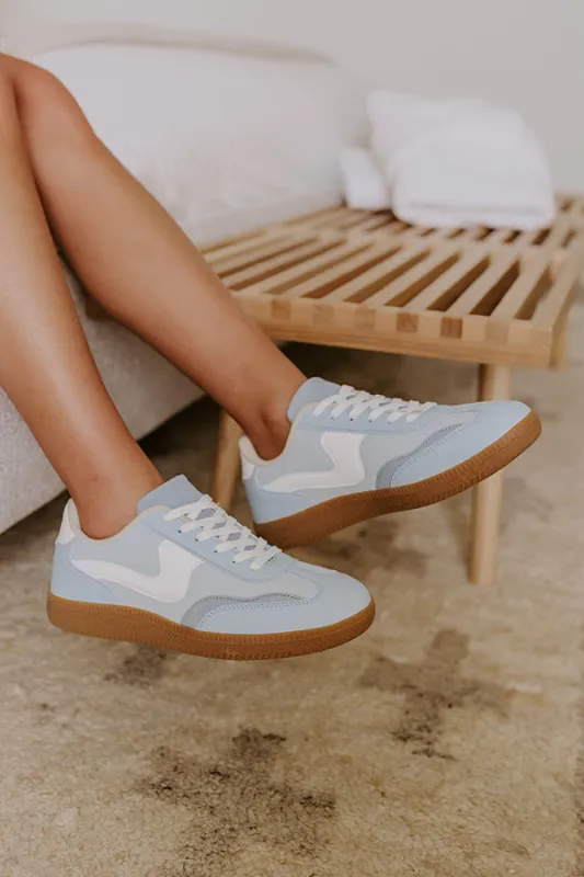 The Miley Faux Leather Sneaker in Sky Blue sold by Impressions