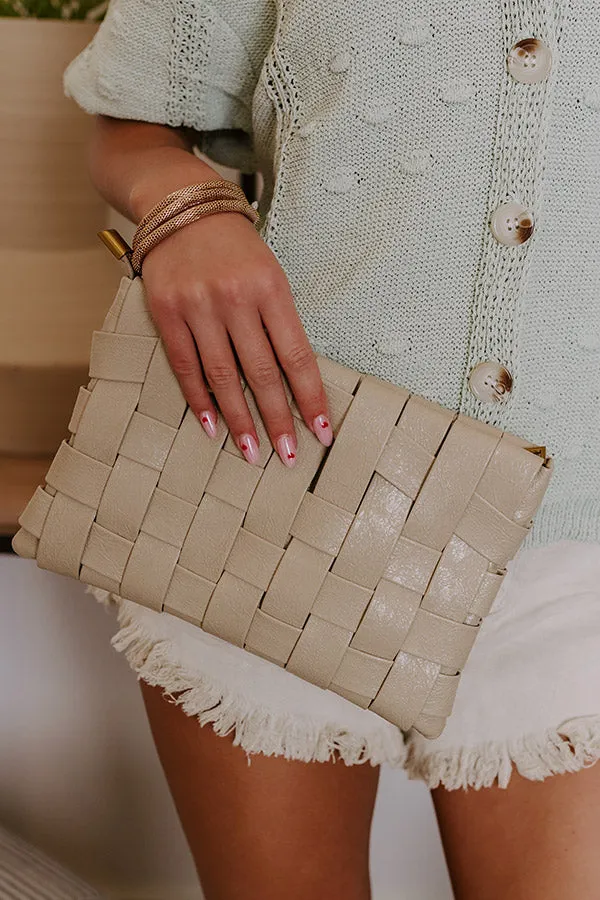 Mimie Vegan Leather Woven Crossbody Bag in Beige sold by Impressions product image thumbnail 2