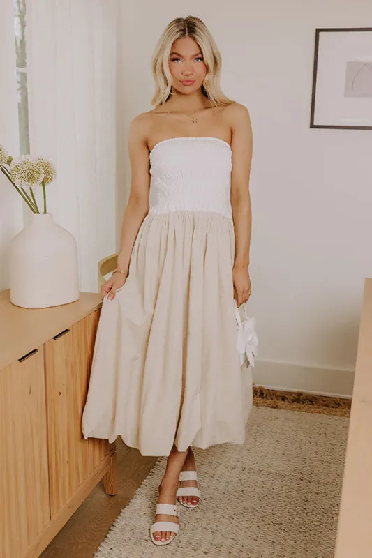 Coastal Cove Linen Midi Dress in White sold by Impressions