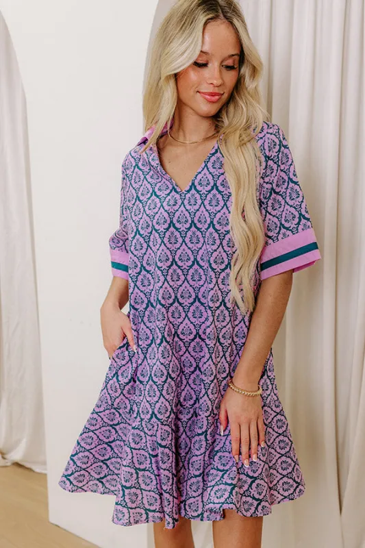 French Market Promenade Mini Dress in Violet sold by Impressions