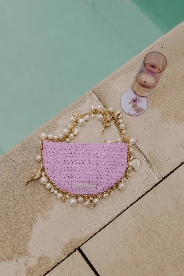 Isla Straw Woven Top Handle Bag in Lavender sold by Impressions