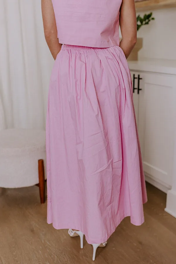 Vacay Bound High Waist Embroidered Midi Skirt in Blush sold by Impressions product image thumbnail 4