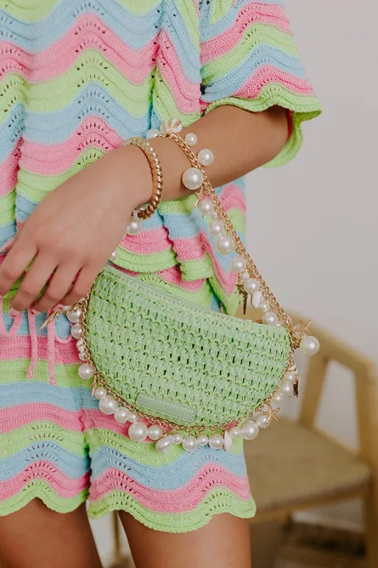 Isla Straw Woven Top Handle Bag in Lime sold by Impressions