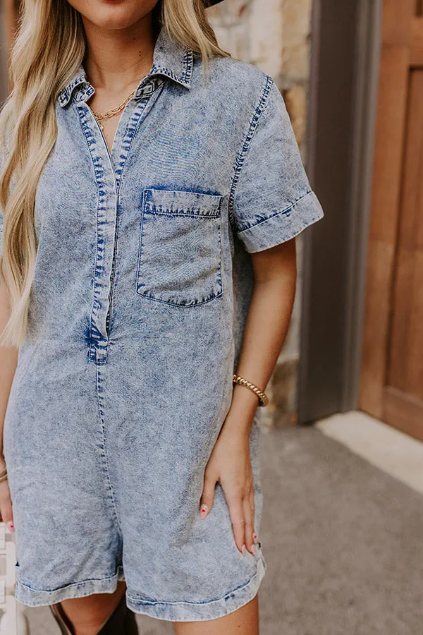 Park Days Ahead Chambray Romper in Light Wash sold by Impressions product image thumbnail 2