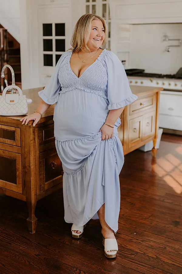 Charming Glance Tiered Maxi Dress in Sky Blue Curves sold by Impressions product image thumbnail 4